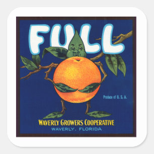 Fullt Brand Oranges-etikett Fyrkantigt Klistermärke