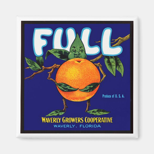 Fullt Brand Oranges-etikett Magnet (Framsidan)