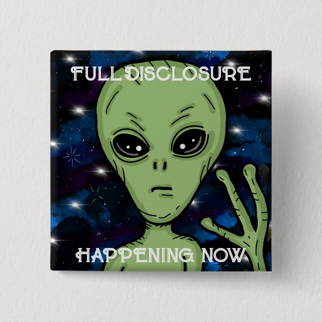 Fullt Disclosure som Now Alien and UFO Knapp (Framsida)