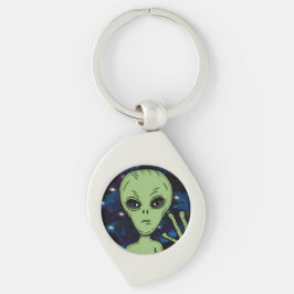 Fullt Disclosure som Now Alien and UFO Swirl Silverfärgad Nyckelring