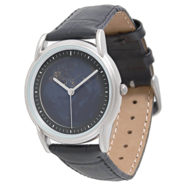 Fullt Earth med City Ljus Armbandsur (Vinklad)