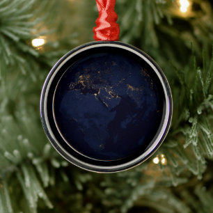 Fullt Earth med City Ljus Julgransprydnad Metall