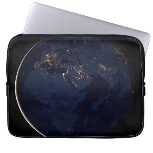 Fullt Earth med City Ljus Laptop Fodral