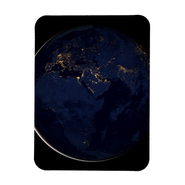 Fullt Earth med City Ljus Magnet (Vertikal)