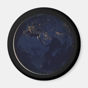 Fullt Earth med City Ljus Magnet