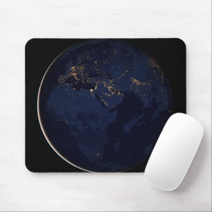 Fullt Earth med City Ljus Musmatta