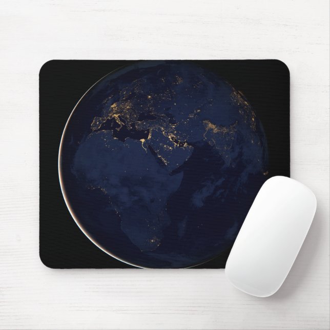 Fullt Earth med City Ljus Musmatta (Med mus)