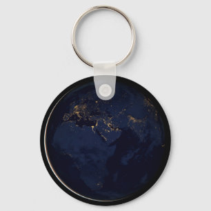 Fullt Earth med City Ljus Nyckelring