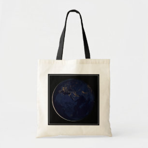 Fullt Earth med City Ljus Tygkasse
