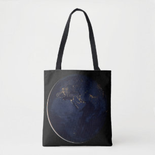 Fullt Earth med City Ljus Tygkasse