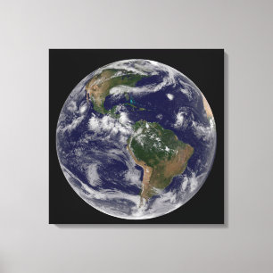 Fullt Earth med olika tropiska stormsystem. Canvastryck