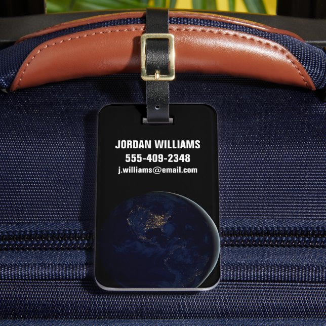 Fullt Earth på natten med City Ljus Amerika Bagagebricka (Framsida Insitu 2)