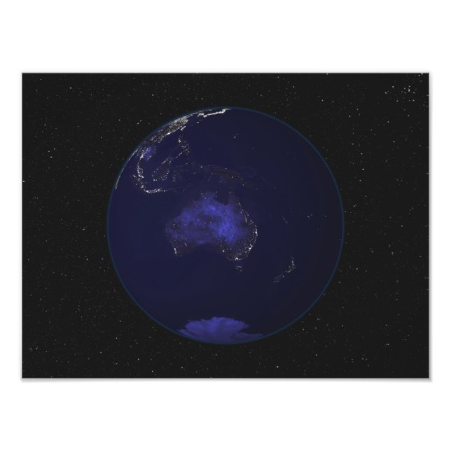 Fullt Earth på natten som visar ljus 2 Fototryck (Framsidan)