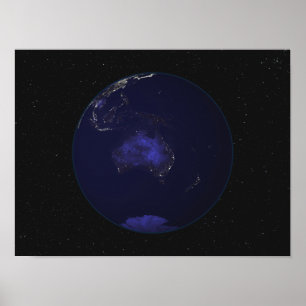 Fullt Earth på natten som visar ljus 2 Poster
