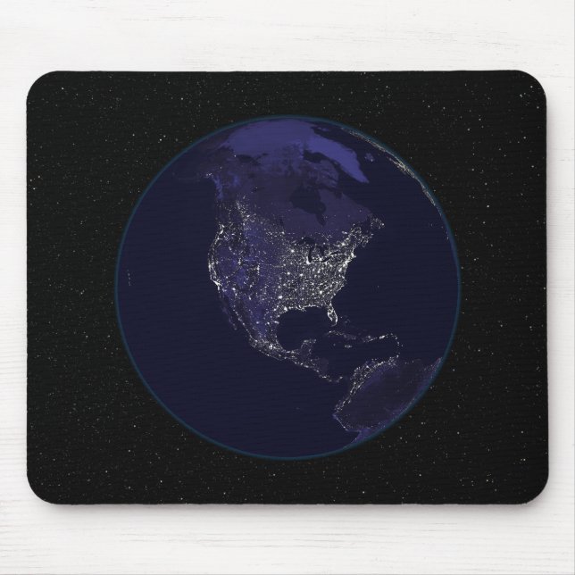 Fullt Earth på natten som visar ljus 4 Musmatta (Framsidan)