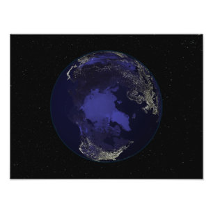 Fullt Earth på natten som visar ljus 5 Fototryck