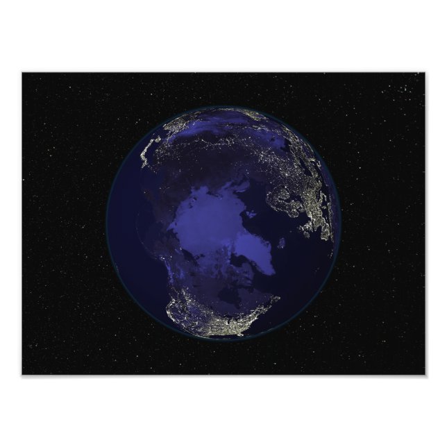 Fullt Earth på natten som visar ljus 5 Fototryck (Framsidan)