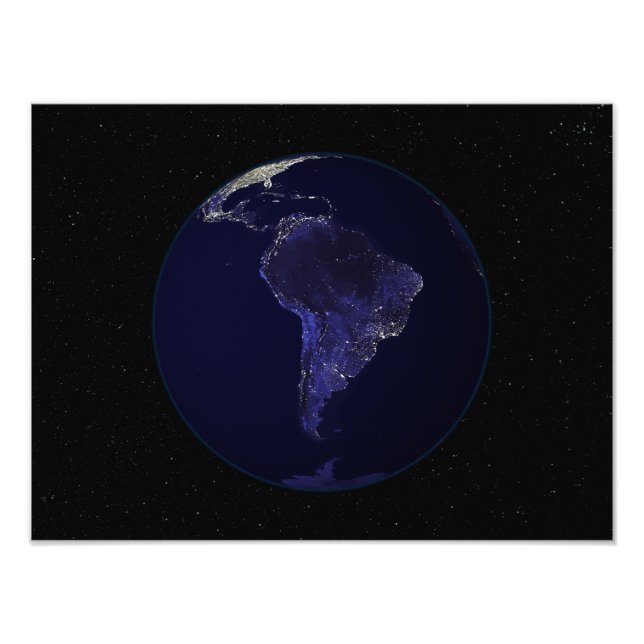 Fullt Earth på natten som visar staden ljus 6 Fototryck (Framsidan)