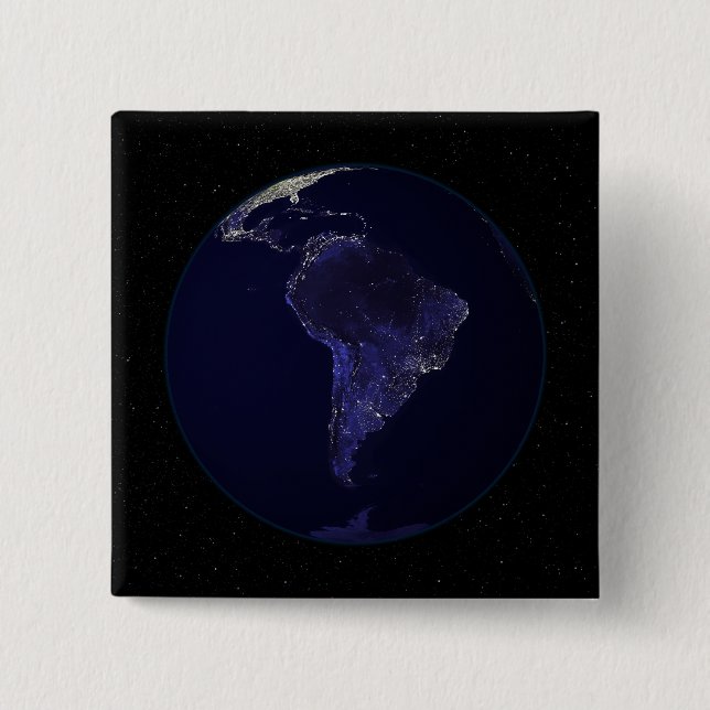 Fullt Earth på natten som visar staden ljus 6 Knapp (Framsida)