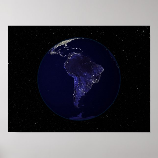 Fullt Earth på natten som visar staden ljus 6 Poster (Framsidan)