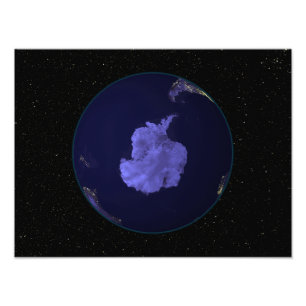 Fullt Earth på natten som visar staden ljus 7 Fototryck