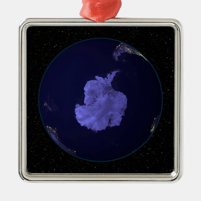 Fullt Earth på natten som visar staden ljus 7 Julgransprydnad Metall (Framsidan)