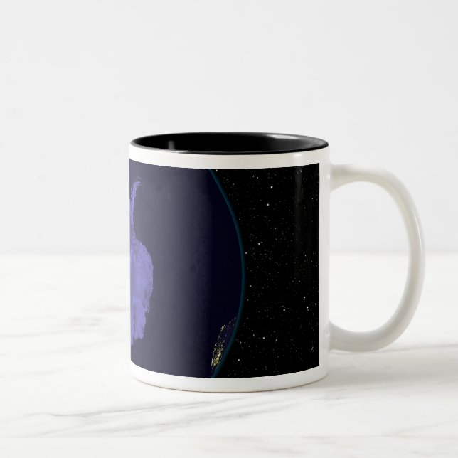 Fullt Earth på natten som visar staden ljus 7 Två-Tonad Mugg (Höger)