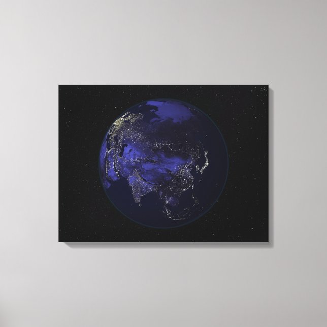 Fullt Earth på natten som visar staden ljus Canvastryck (Framsida)