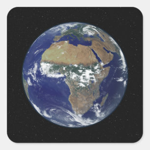Fullt Earth Showing Afrika and Europe Fyrkantigt Klistermärke