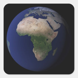 Fullt Earth som visar Afrika, Europa och Mitten Ea Fyrkantigt Klistermärke