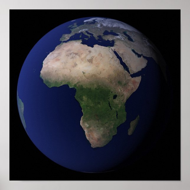 Fullt Earth som visar Afrika, Europa och Mitten Ea Poster (Framsidan)