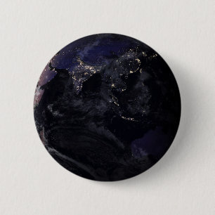 Fullt Earth som visar Asiens Ljus i Nattens stad. Knapp