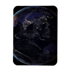 Fullt Earth som visar Asiens Ljus i Nattens stad. Magnet