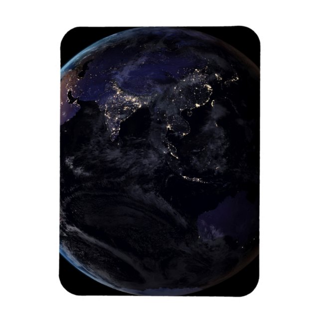 Fullt Earth som visar Asiens Ljus i Nattens stad. Magnet (Vertikal)