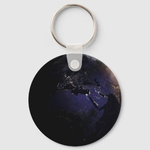 Fullt Earth som visar Ljus i Europa på natten. Nyckelring