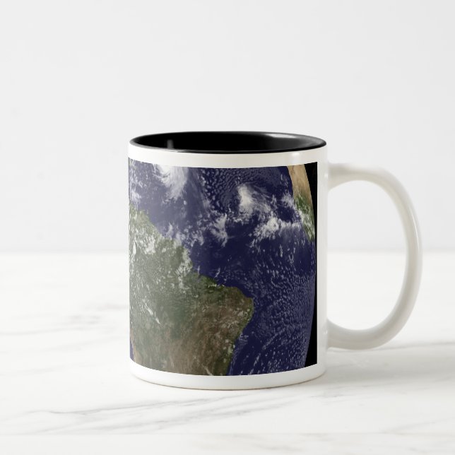 Fullt Earth som visar Nordamerika 2 Två-Tonad Mugg (Höger)