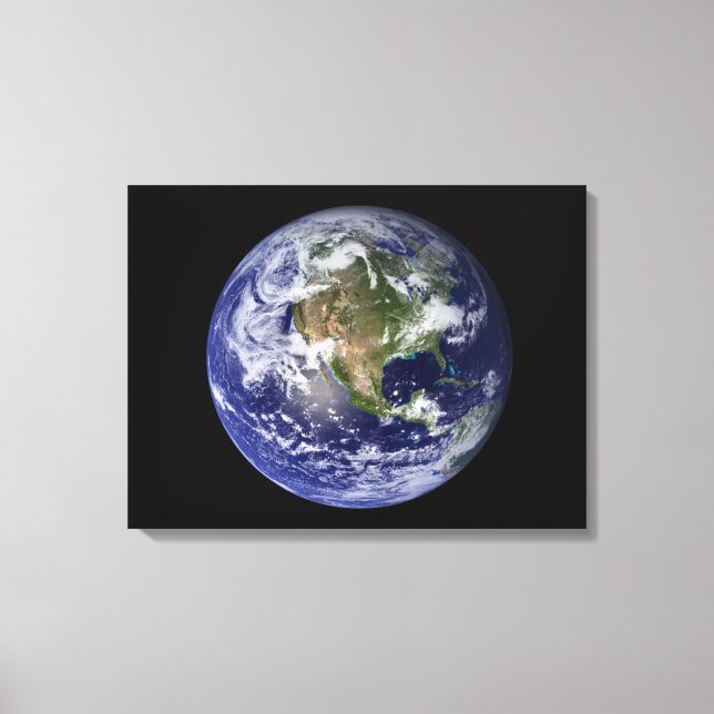 Fullt Earth som visar Nordamerika 3 Canvastryck (Framsida)