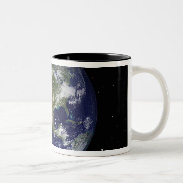 Fullt Earth som visar Nordamerika 4 Två-Tonad Mugg (Höger)