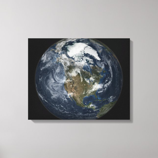 Fullt Earth som visar Nordamerika 5 Canvastryck (Framsida)