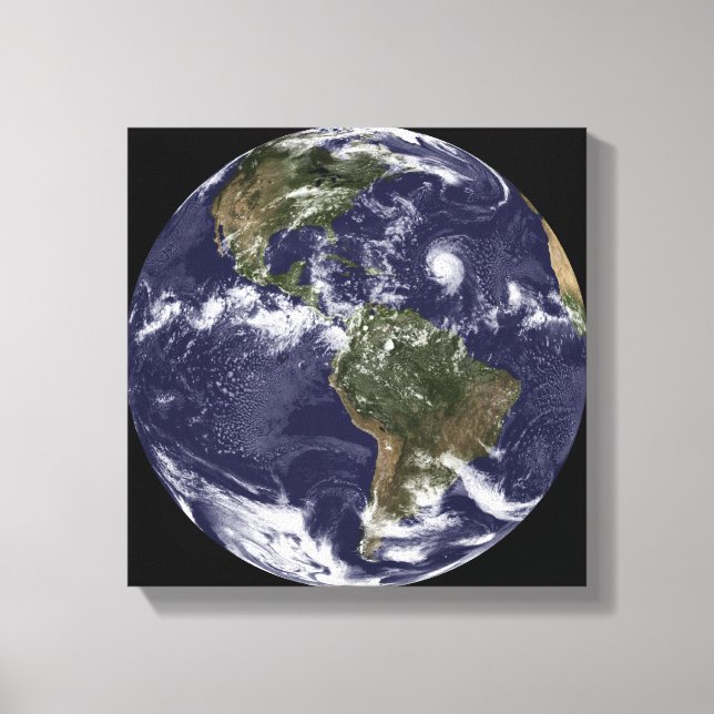 Fullt Earth som visar Nordamerika Canvastryck (Framsida)