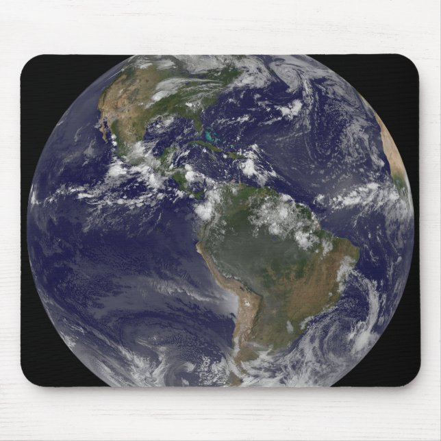 Fullt Earth som visar Nordamerika och Sydamerika 2 Musmatta (Framsidan)