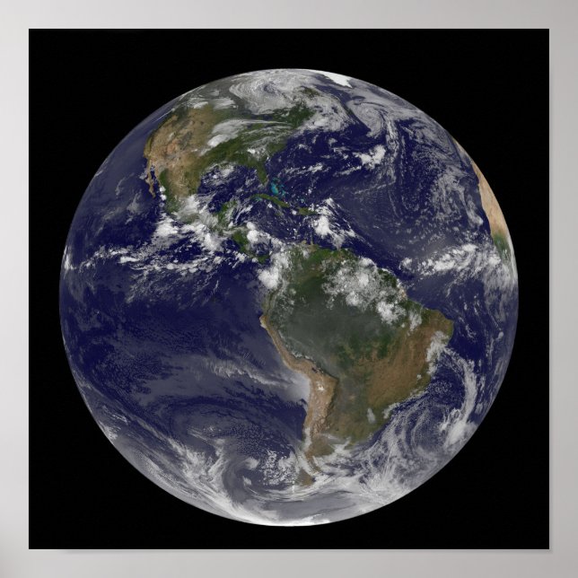 Fullt Earth som visar Nordamerika och Sydamerika 2 Poster (Framsidan)
