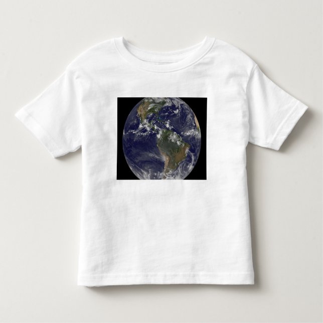 Fullt Earth som visar Nordamerika och Sydamerika 2 Tee (Framsida)