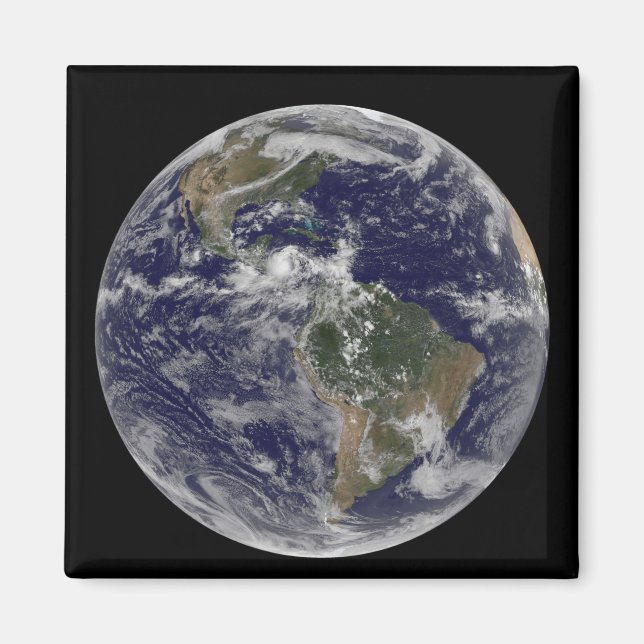 Fullt Earth som visar Nordamerika och Sydamerika 3 Magnet (Framsidan)