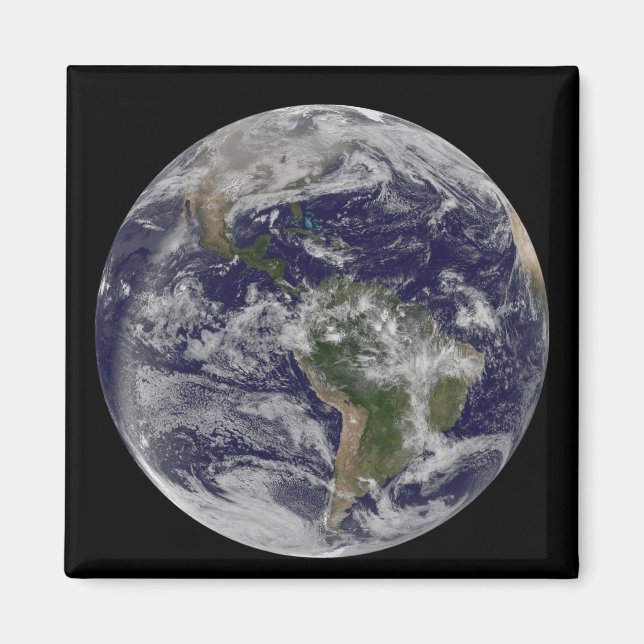 Fullt Earth som visar Nordamerika och Sydamerika 4 Magnet (Framsidan)