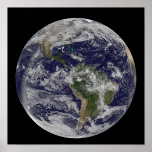 Fullt Earth som visar Nordamerika och Sydamerika 4 Poster