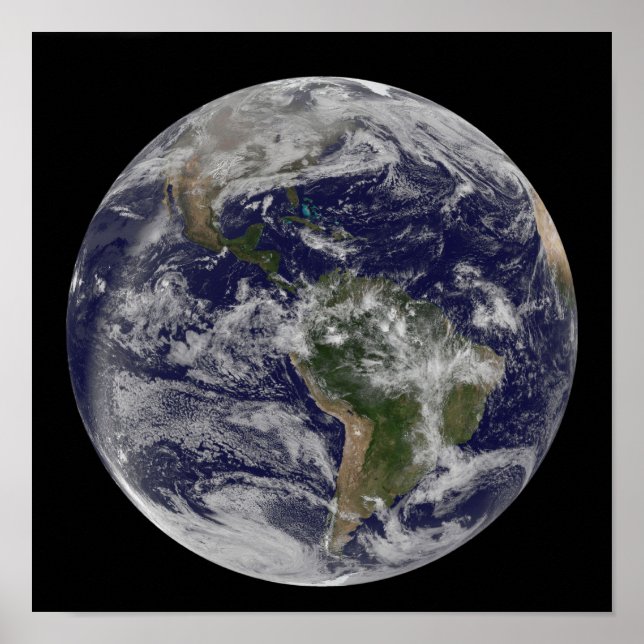 Fullt Earth som visar Nordamerika och Sydamerika 4 Poster (Framsidan)