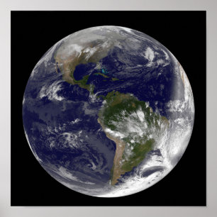 Fullt Earth som visar Nordamerika och Sydamerika 5 Poster