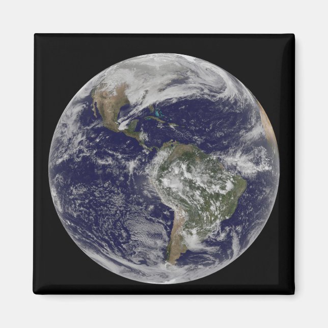 Fullt Earth som visar Nordamerika och Sydamerika 6 Magnet (Framsidan)