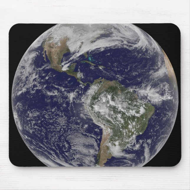 Fullt Earth som visar Nordamerika och Sydamerika 6 Musmatta (Framsidan)